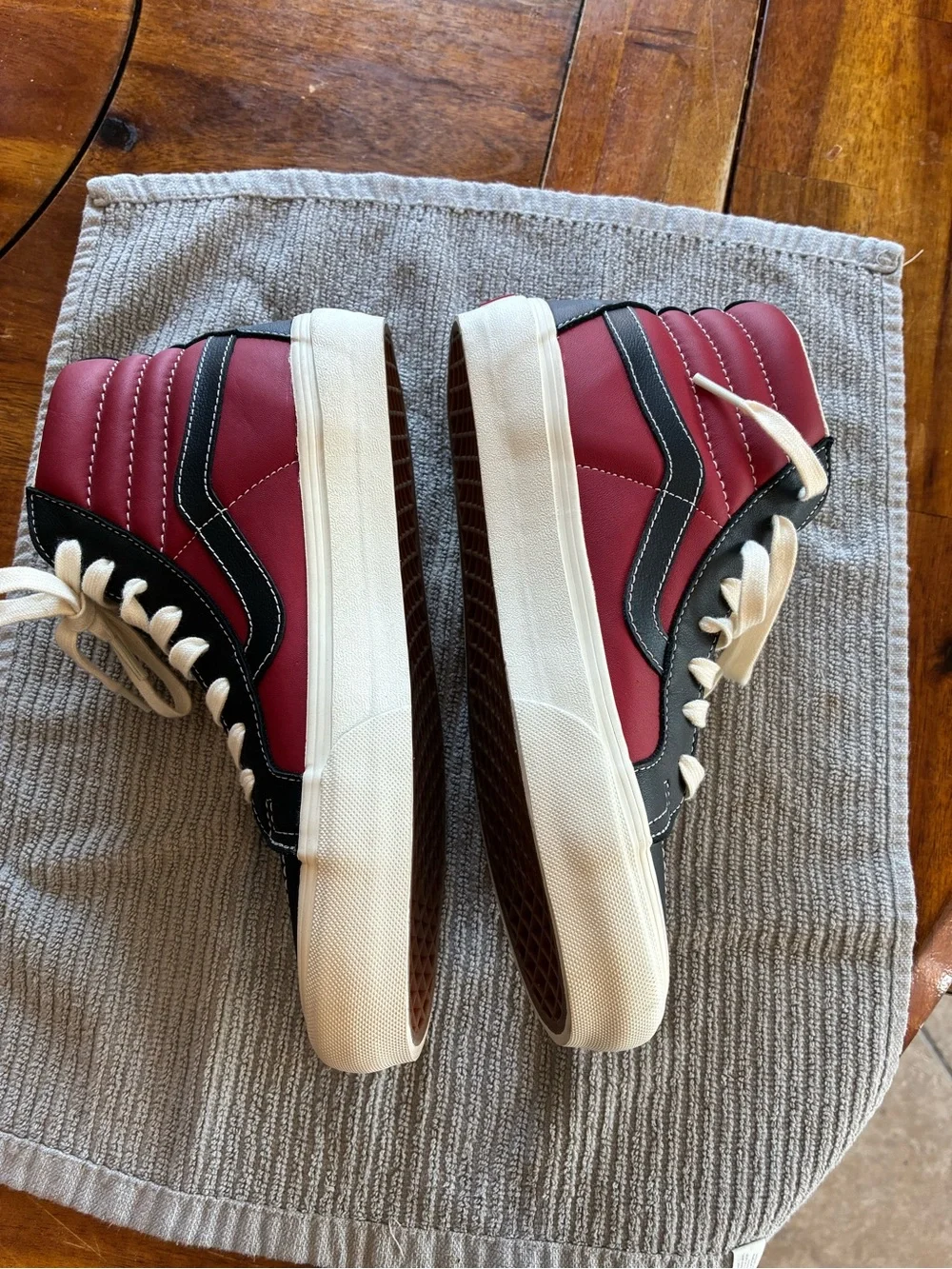 Vans High-Top Sneakers in Burgundy and Black with Cream Sole